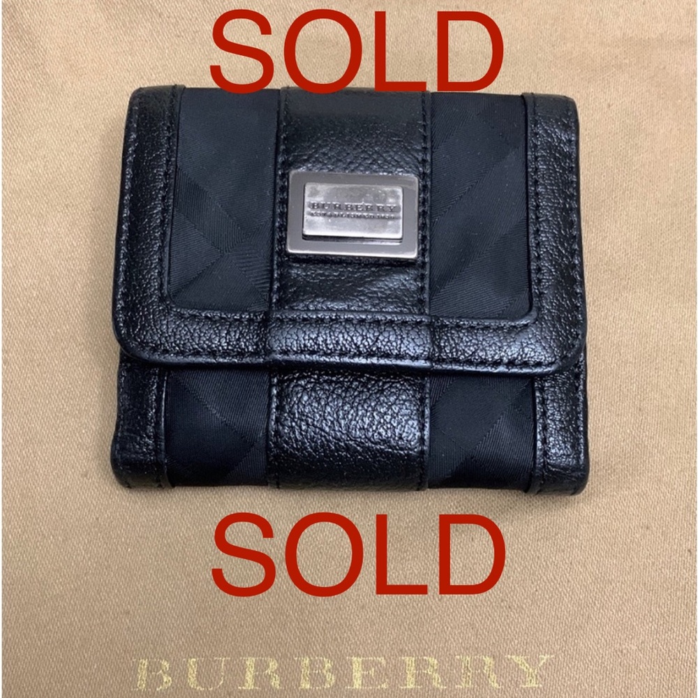 Burberry Black Leather Trim Wallet